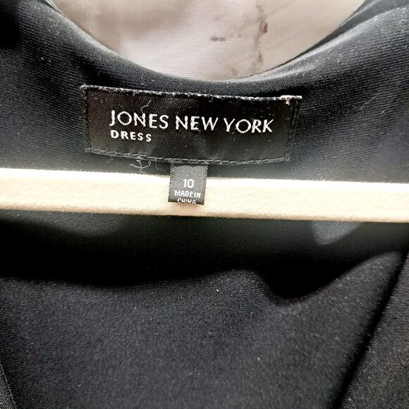 Jones New York Black Tan Wrap Top Pleated skirt Dress 10 - Picture 4 of 8